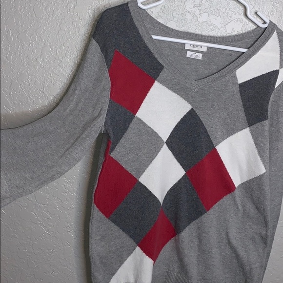 VAN HEUSEN Argyle long sleeve Gray sweater - Picture 4 of 6
